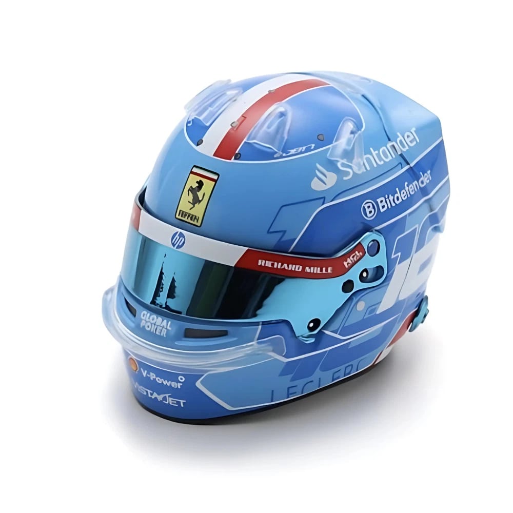 LookSmart Scuderia Ferrari F1 Charles Leclerc 2024 Miami GP Mini Helmet 1:5 Scale - Blue