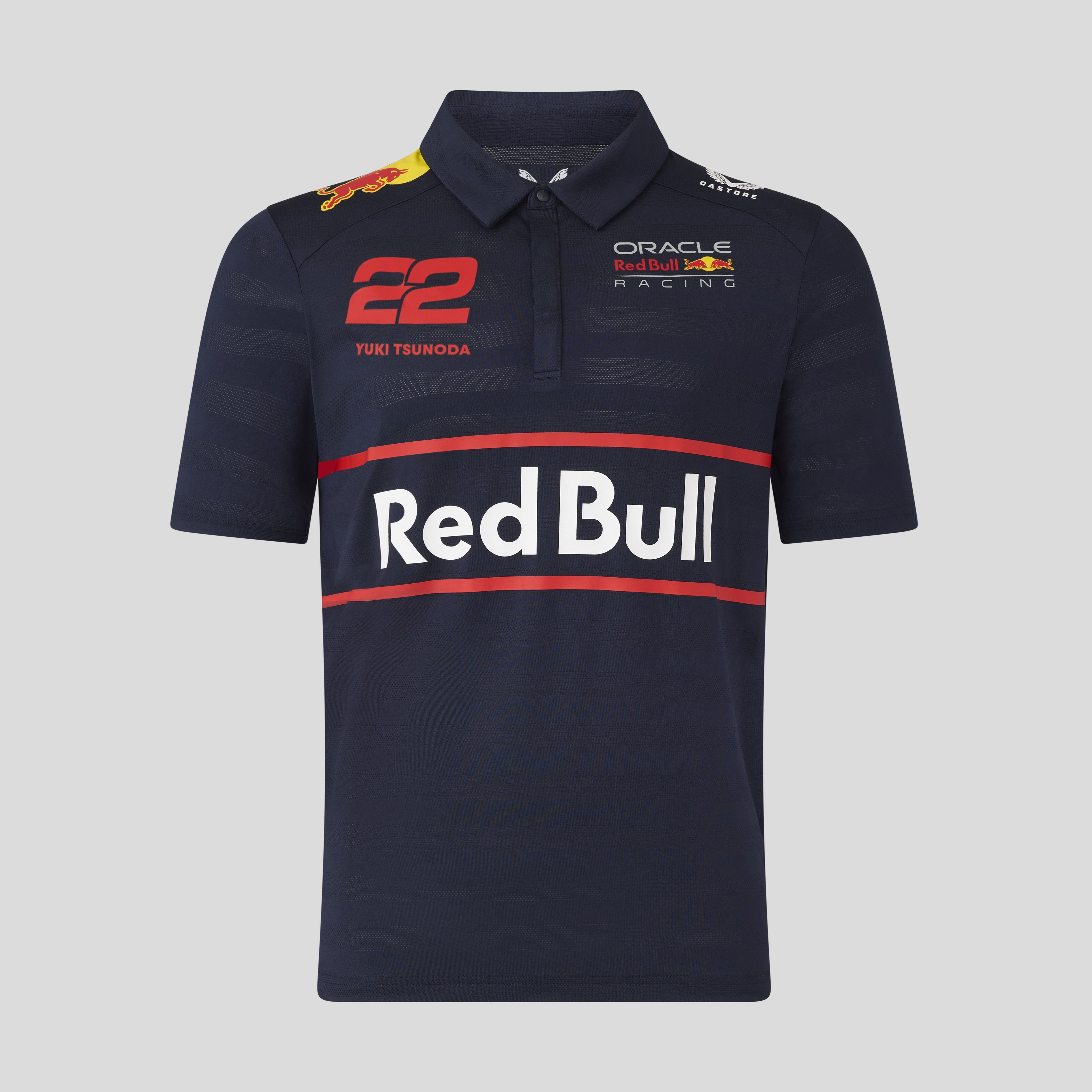Red Bull Racing F1 Team 2025 Short Sleeve Polo Shirt Driver Yuki Tsunoda Mens - Night Sky