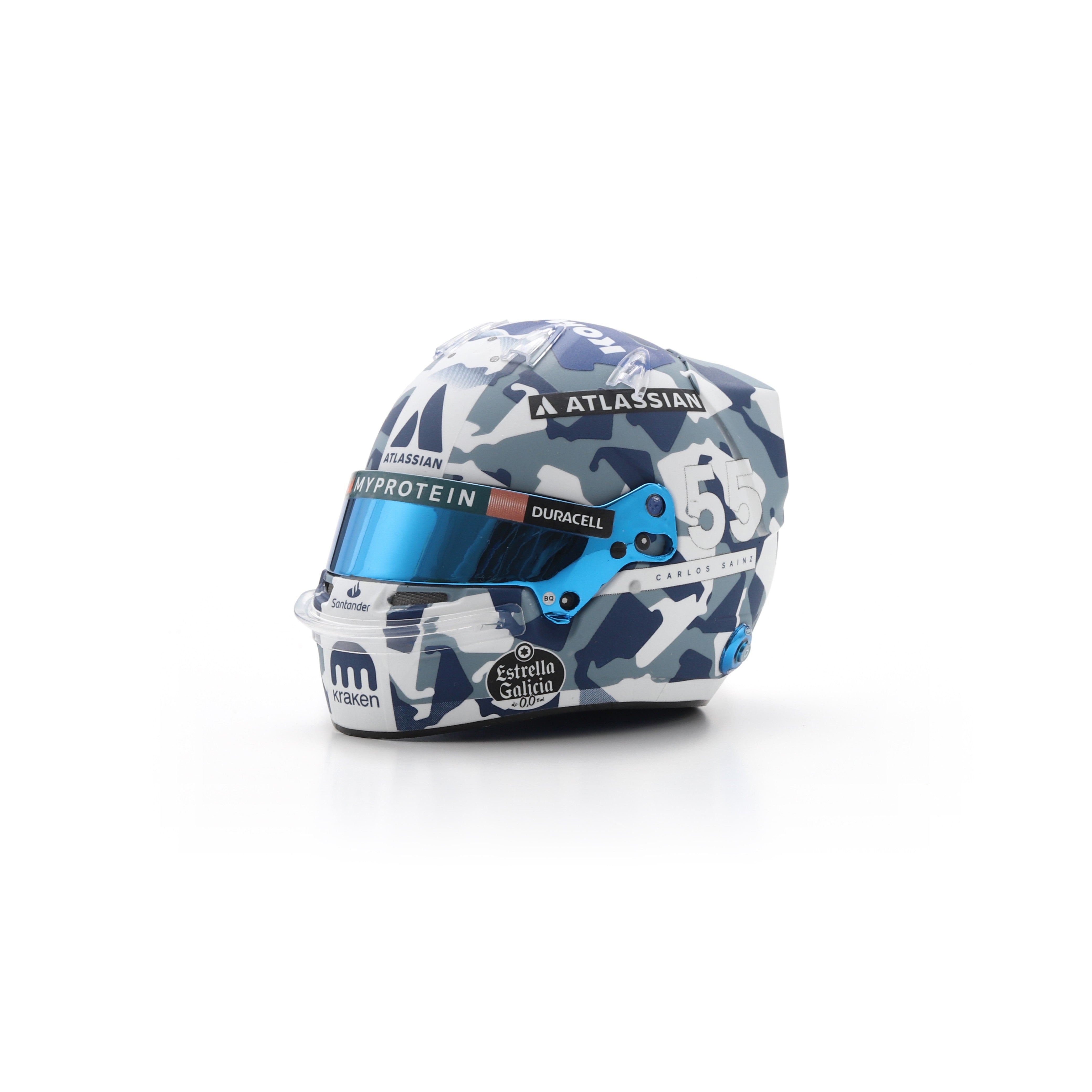 Spark Williams F1 Team Carlos Sainz 2025 Silverstone British GP Mini Helmet Adults - Camo - 1:5 Scale