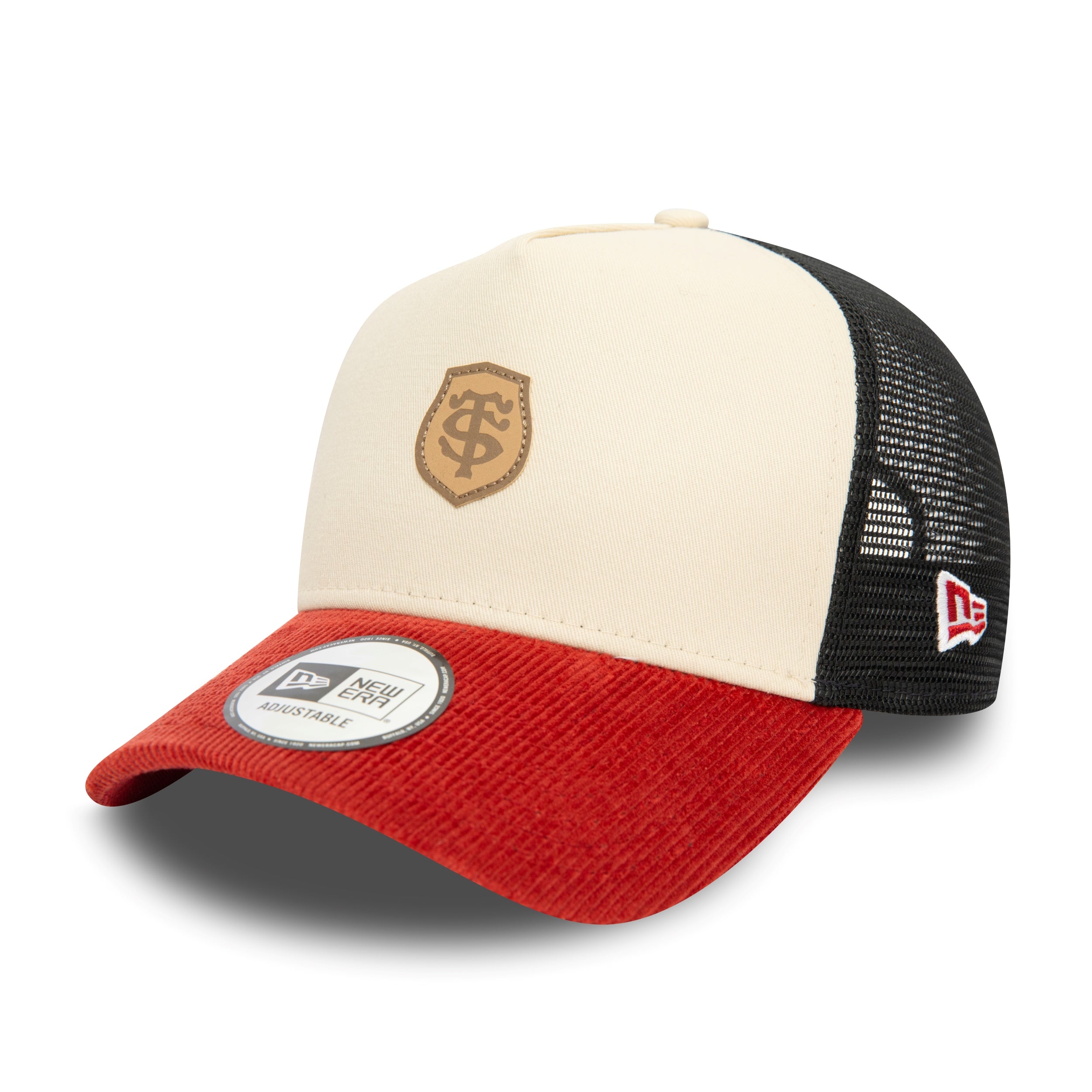 Stade Toulousain Micro Cord Trucker Cap Adults - Light Cream/Red