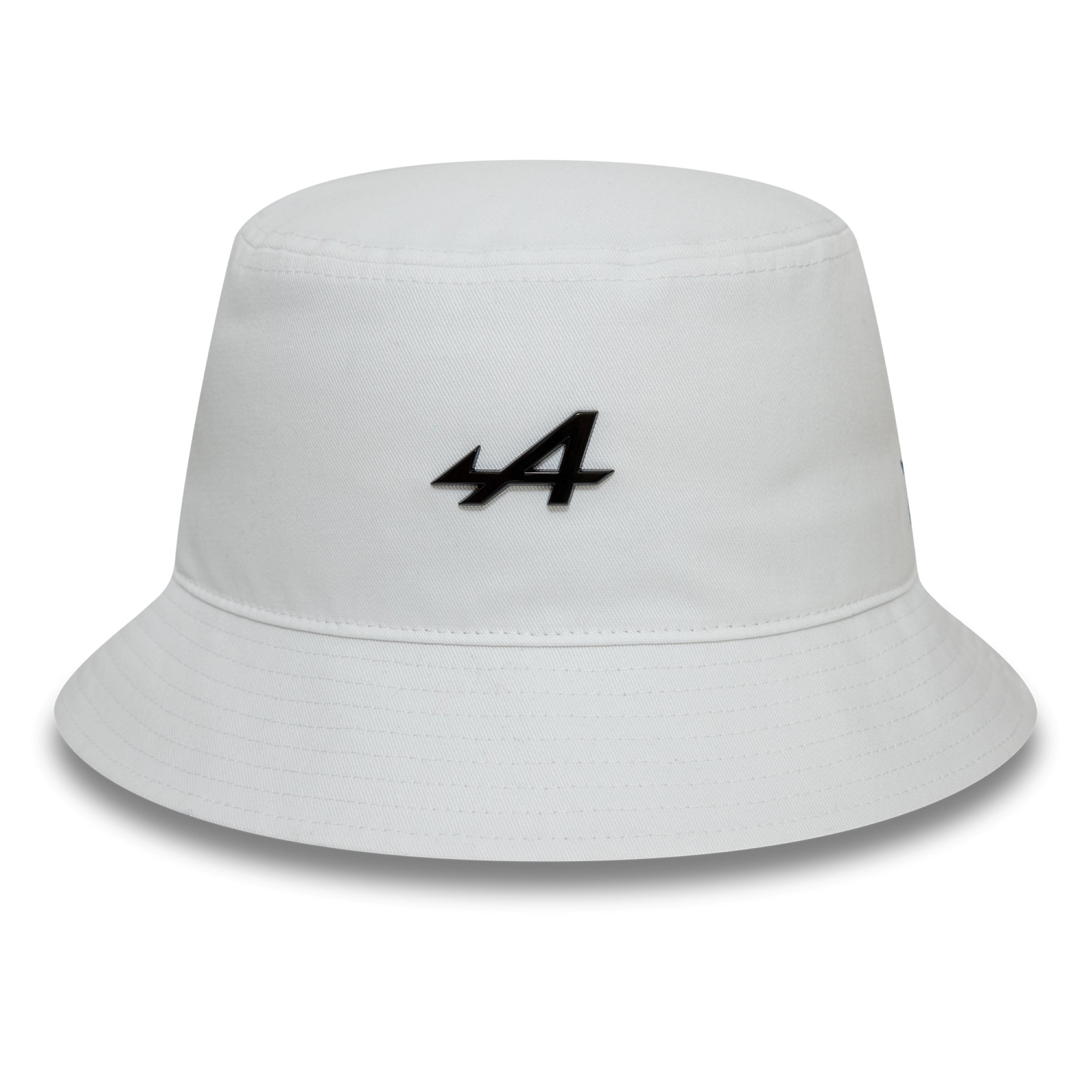Alpine F1 Metal Badge Tapered Bucket Hat Adults - White