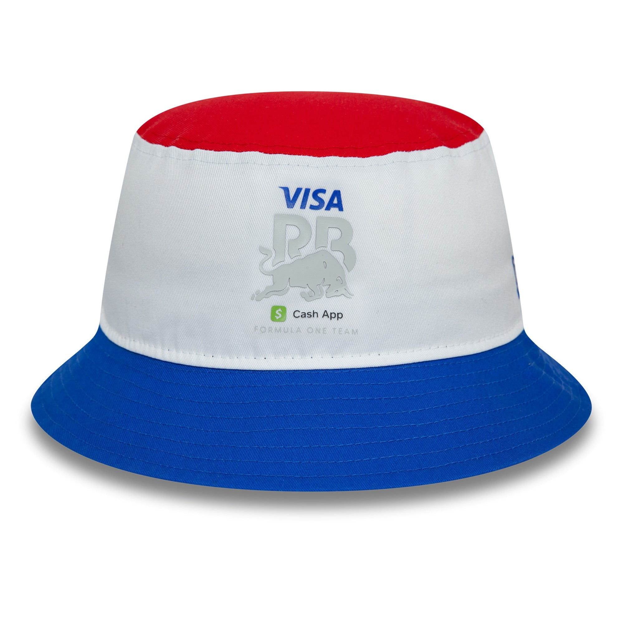 Visa Cash App RB F1 Block Tapered Bucket Hat Adults - White/Bright Blue/Front Door Red