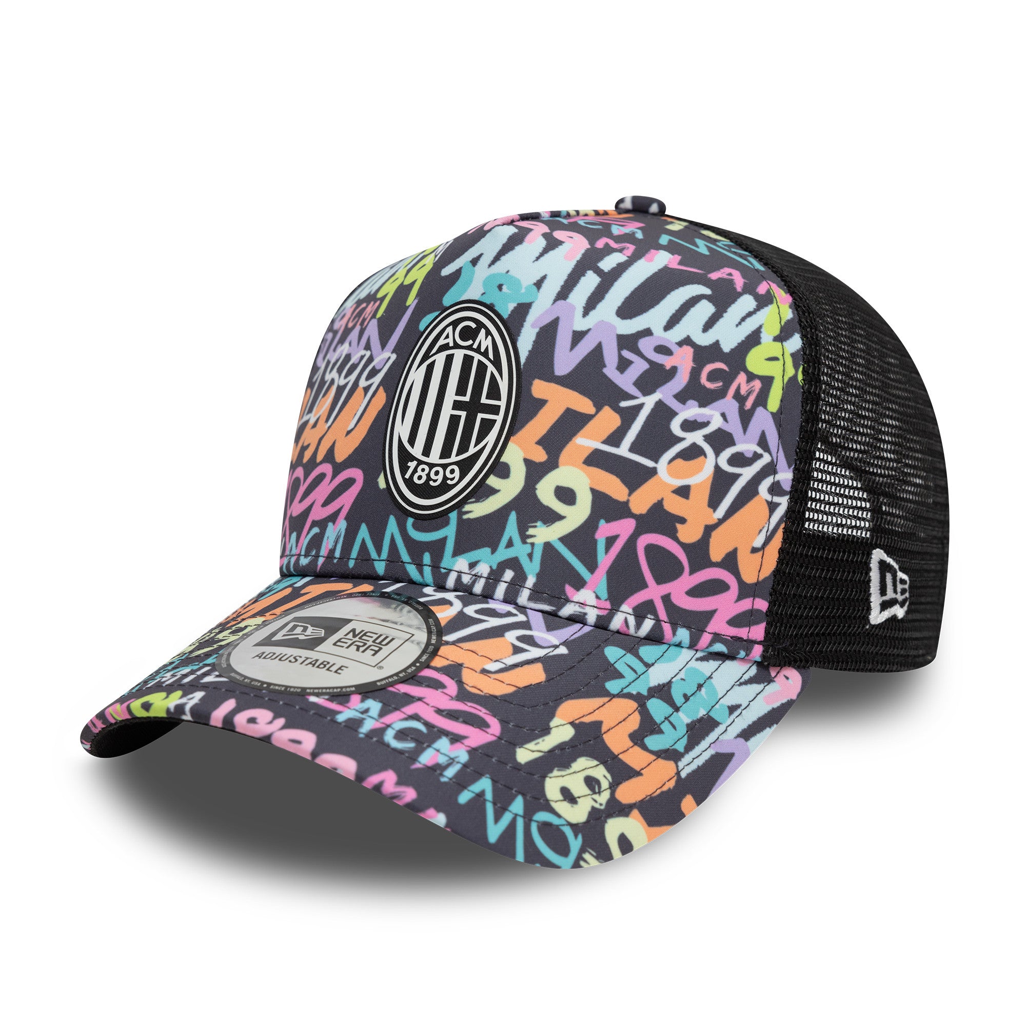 AC Milan Grafiti All Over Print Trucker Cap Adults - Black