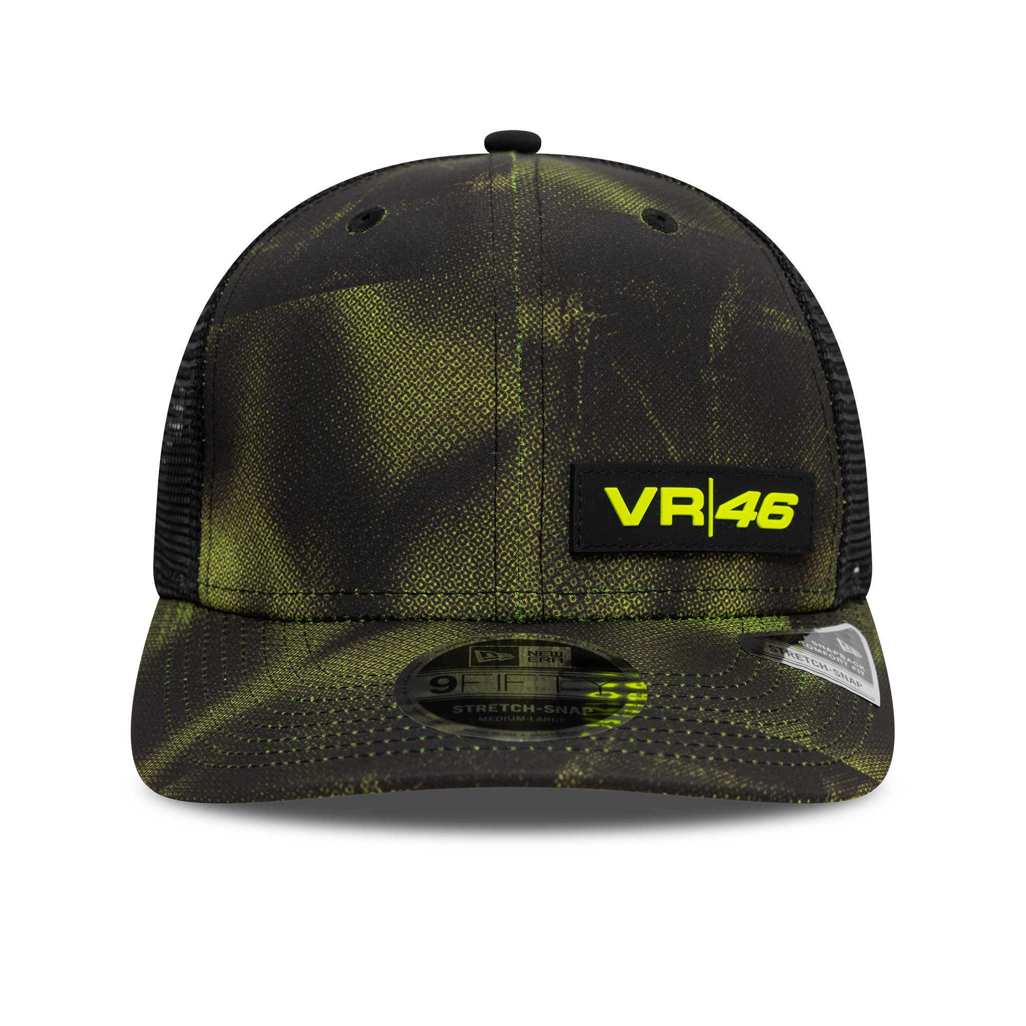VR46 Half Tone All Over Print 9Fifty Cap Stretch Snap Adults - Black/Neon Yellow