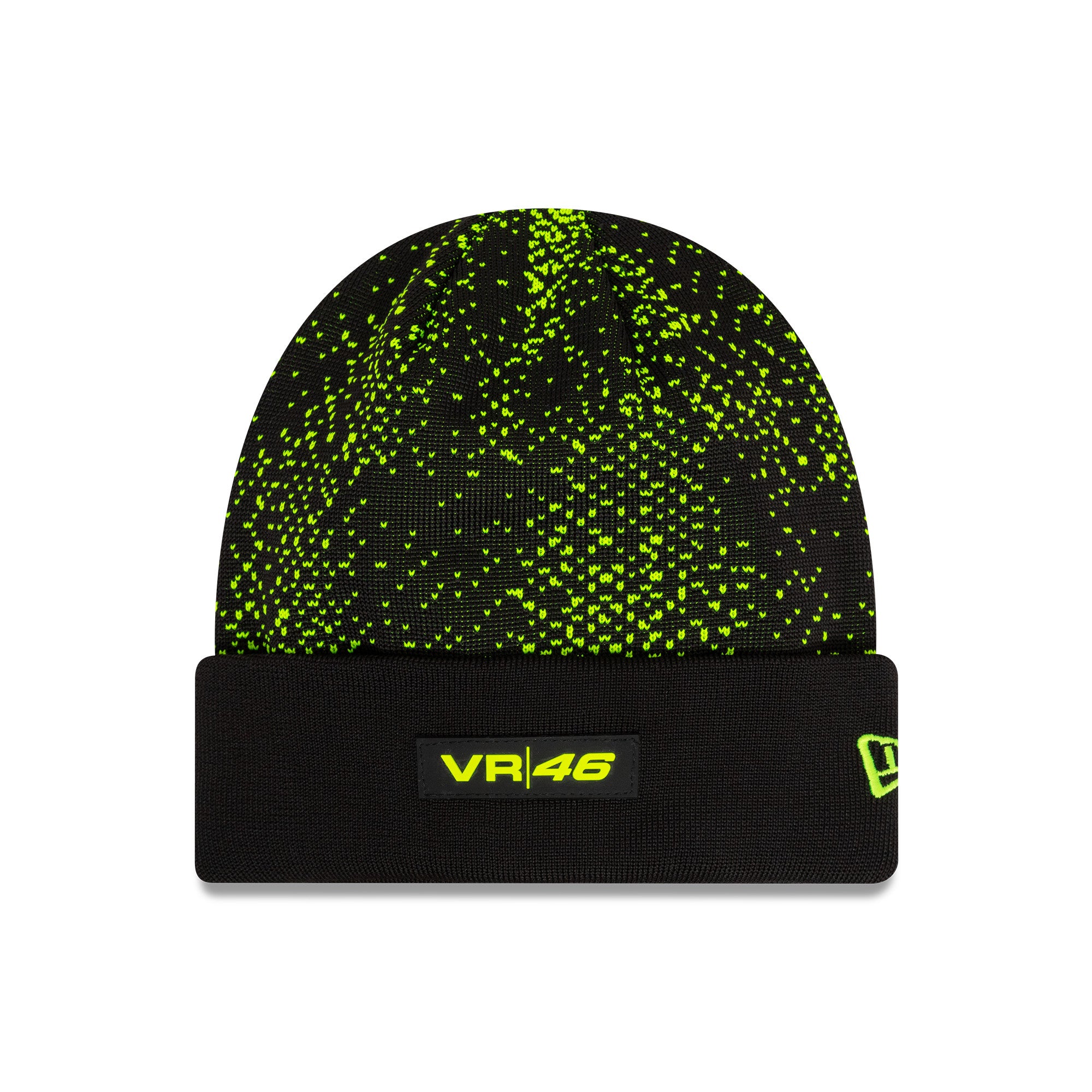 VR46 Halftone Cuff Beanie Adults - Black/Neon Yellow