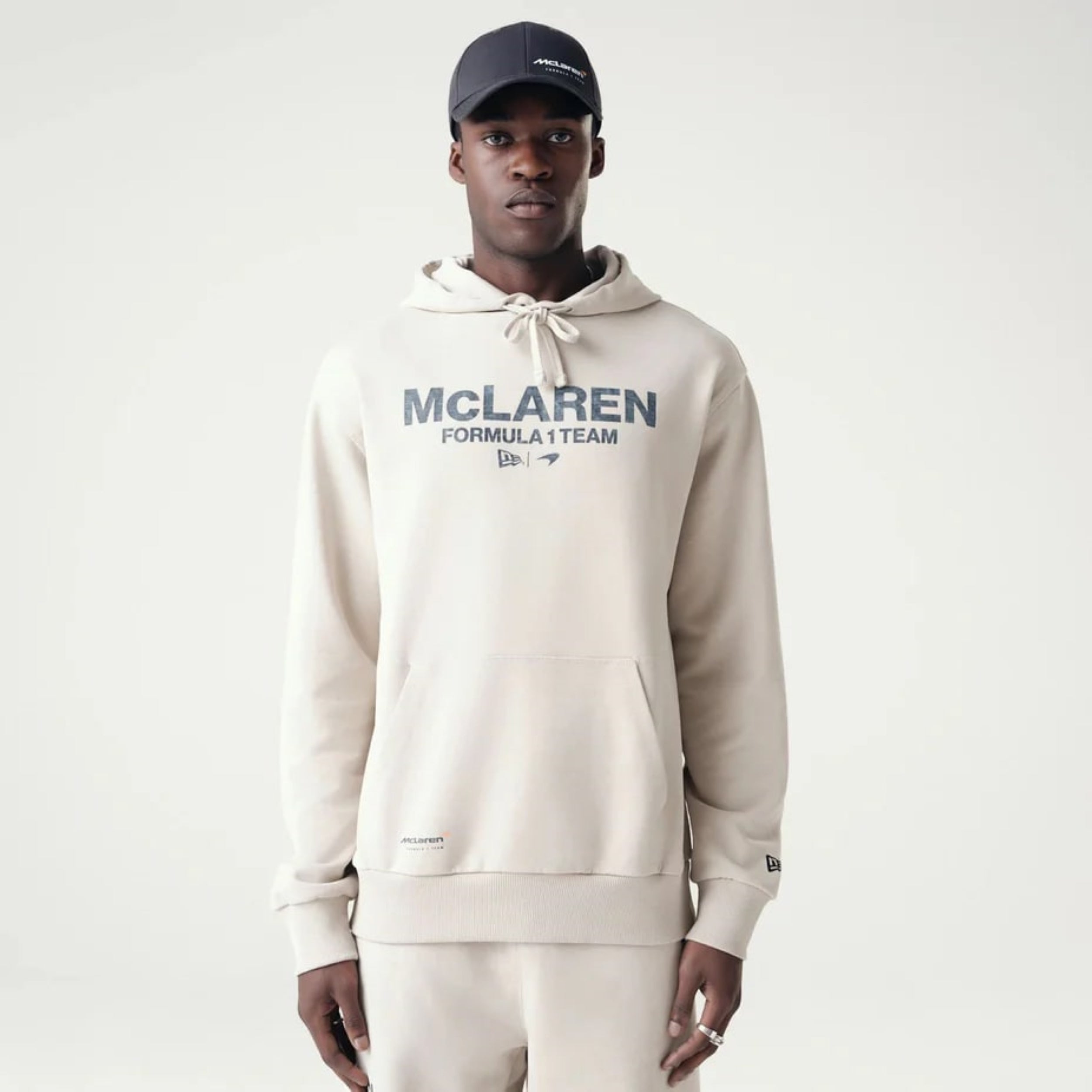 McLaren Racing F1 Wordmark Logo Oversized Hoodie Adults - Stone