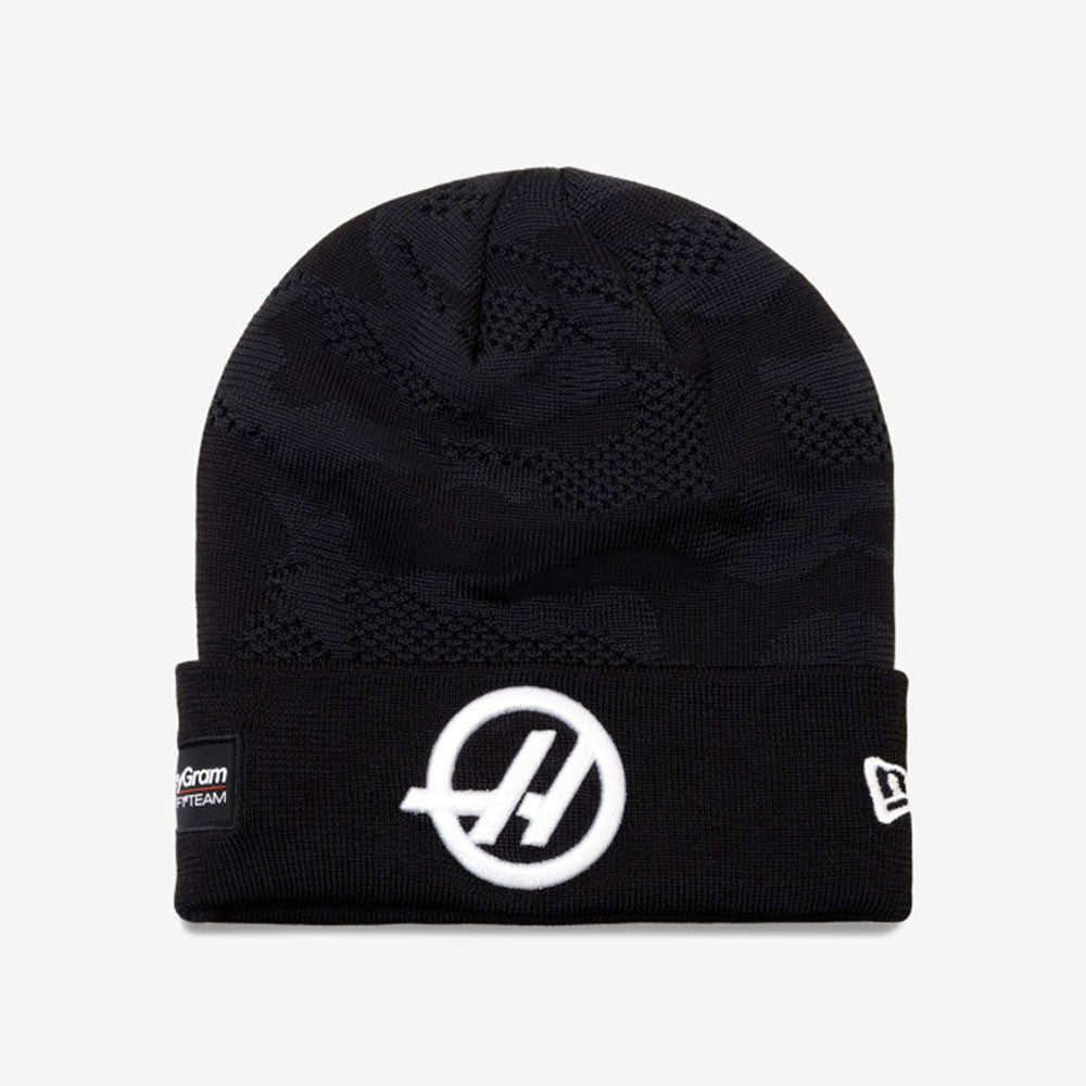Haas F1 Rep Nico Hulkenberg Camo Cuff Beanie Adults - Black/Scarlet
