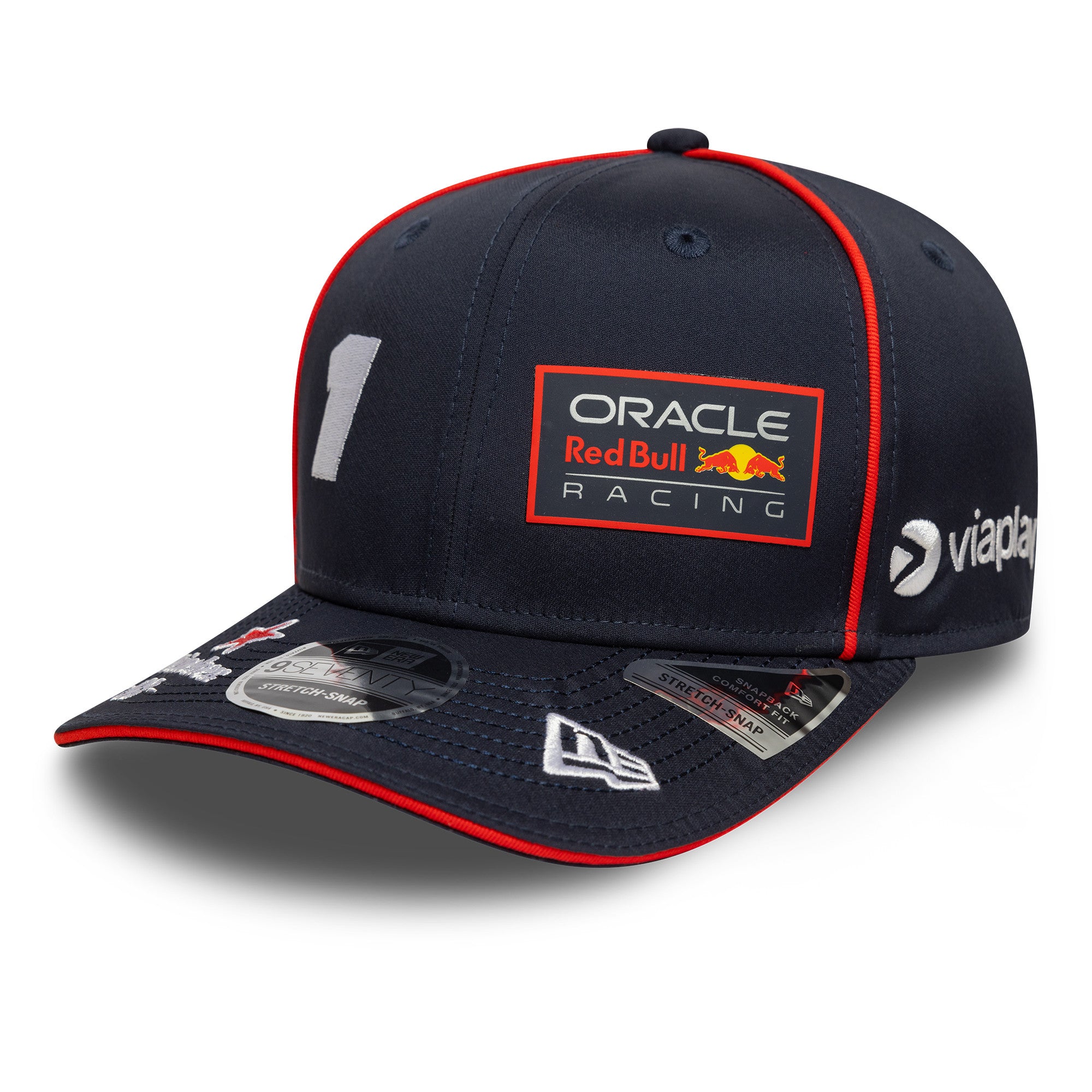 Red Bull Racing F1 Team 2025 Max Verstappen 9Seventy Cap Stretch Snap Adults - Night Sky/White