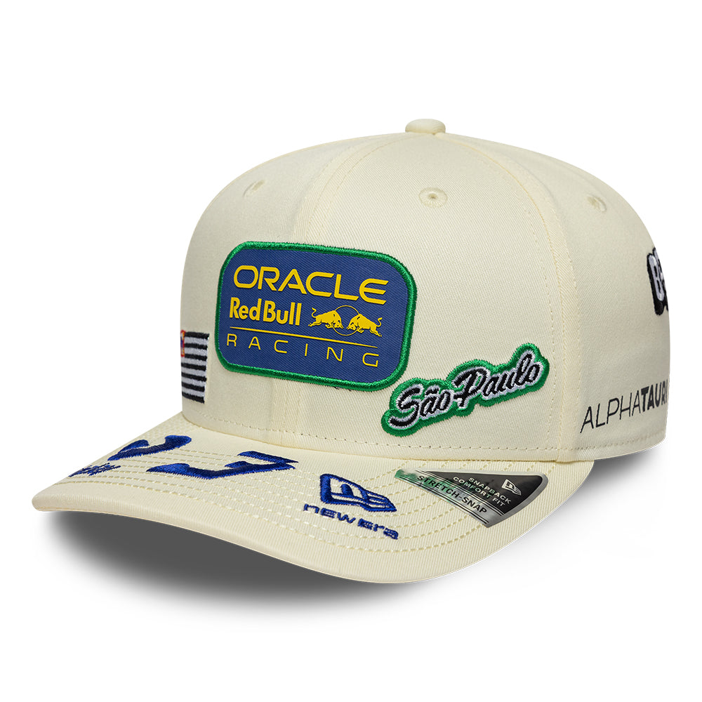 Red Bull Racing F1 Team 2026 Special Edition Max Verstappen Brazil 9Seventy Cap Stretch Snap Adults - Chrome White