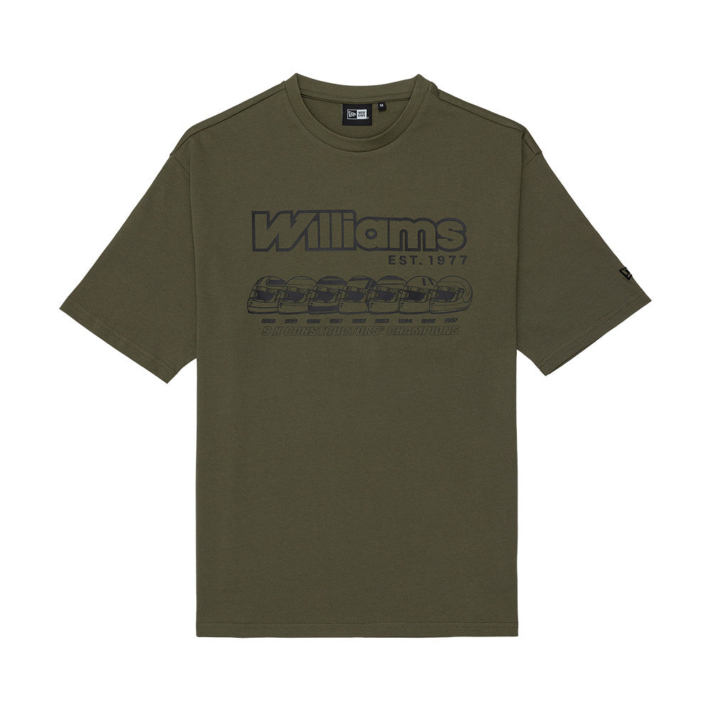Williams F1 Helmet Graphic Oversized Tee Adults - New Olive