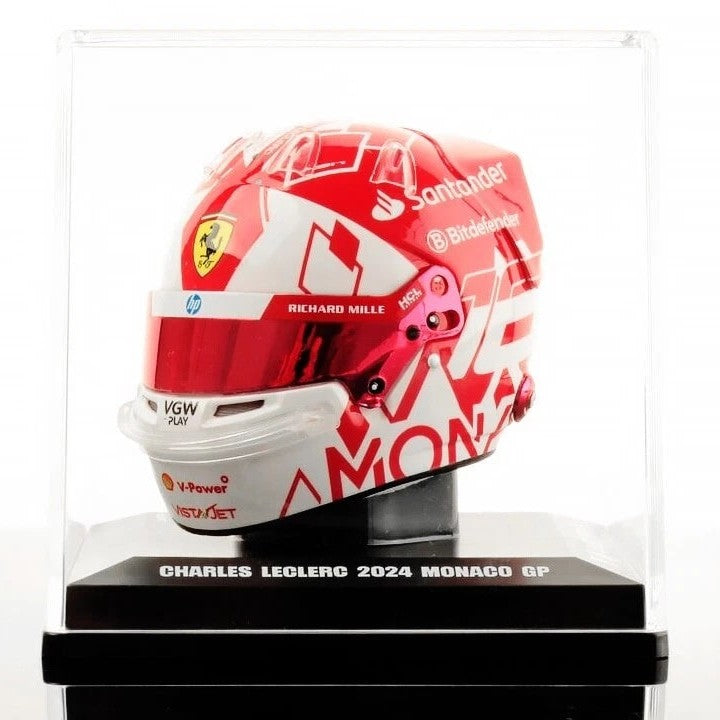 LookSmart Scuderia Ferrari F1 Charles Leclerc 2024 Monaco GP Mini Helmet 1:5 Scale - Red