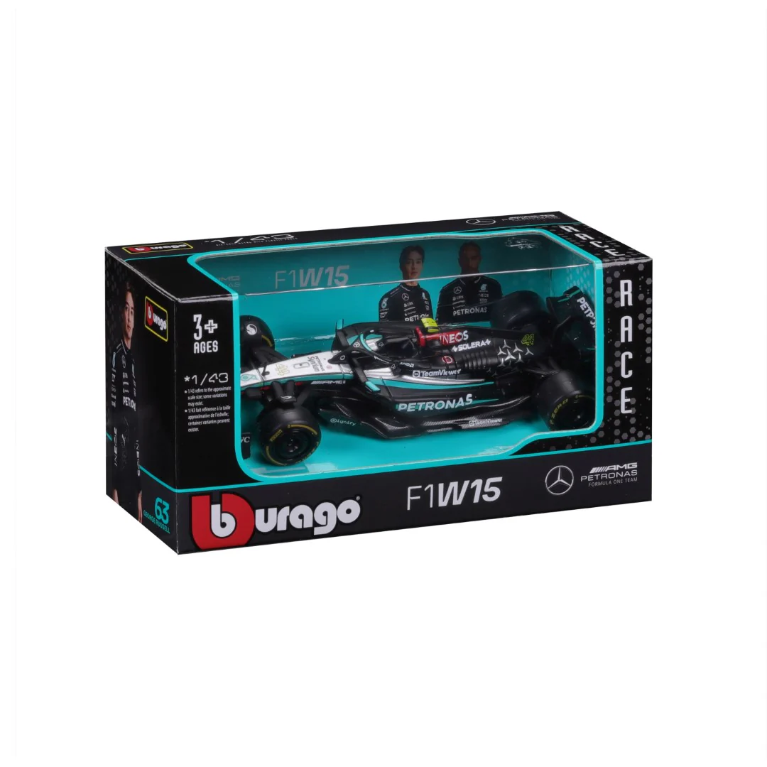 Bburago Mercedes AMG Petronas F1 W15 Lewis Hamilton 44 Model Car Unisex - Black - 1:43 Scale