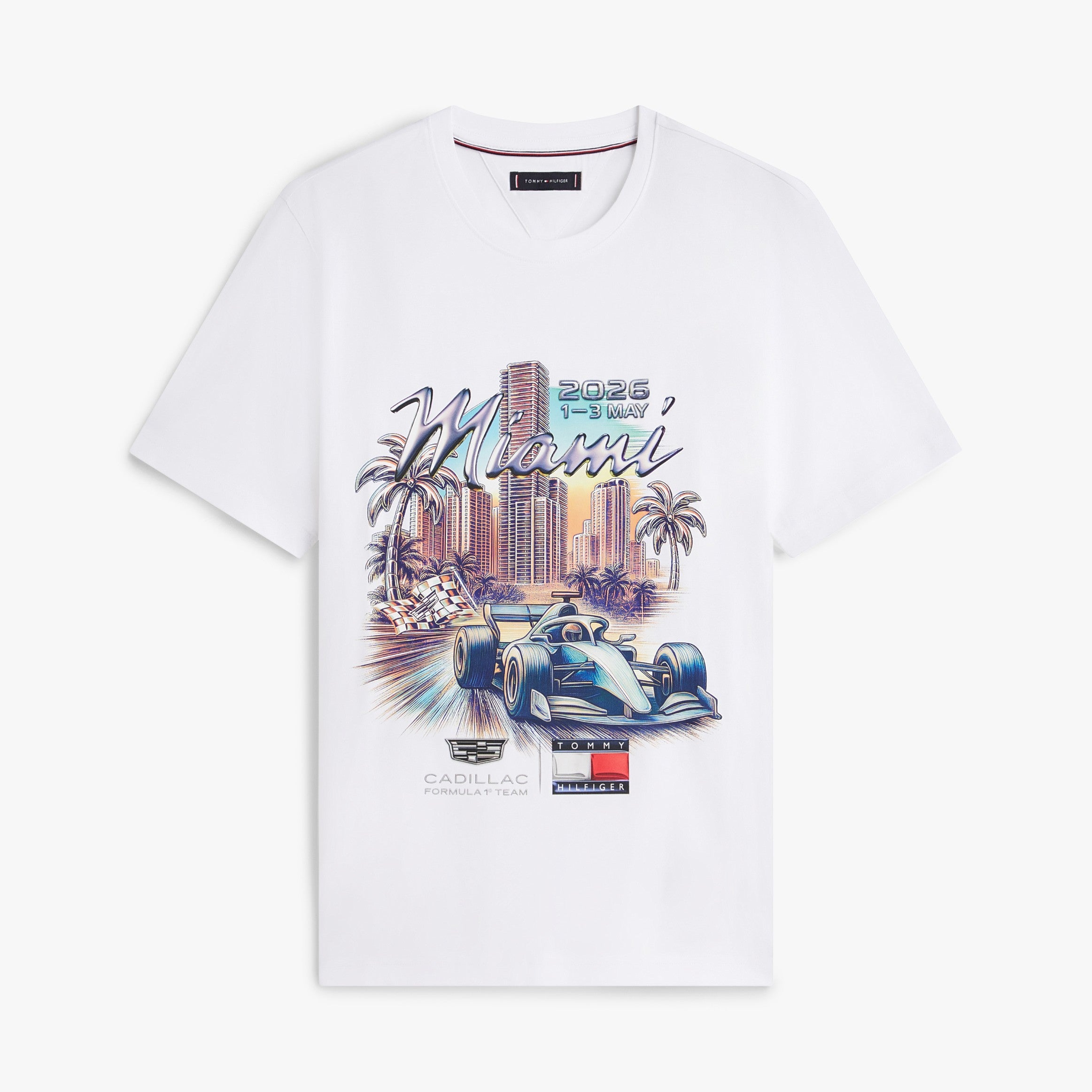 Cadillac F1 X Tommy Hilfiger Miami Graphic Tee Mens - White
