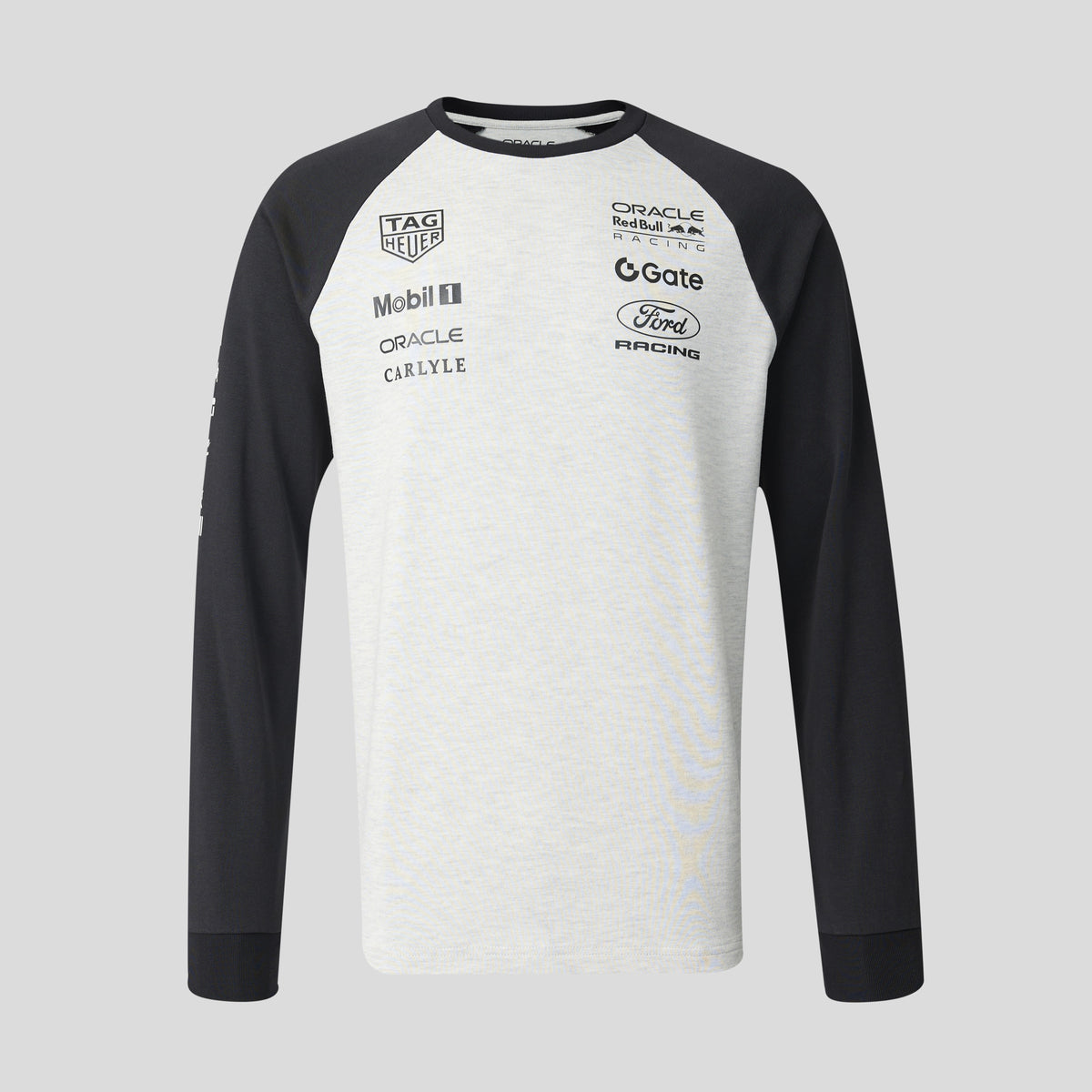 Red Bull Racing F1 Classic Raglan Long Sleeve Tee Unisex - Off White Marl/Printers Ink